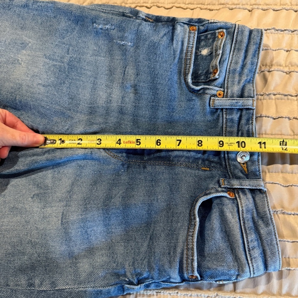 Zara High Rise Stretch Skinny Jeans Light Wash Denim Distressed Hem 4 - Picture 5 of 6